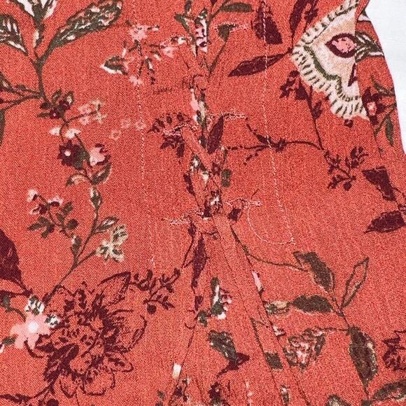 Freshman 1996 Rusty Orange Floral Wide-Leg Loose Pants with Elastic Waist Sz XS - Picture 9 of 16